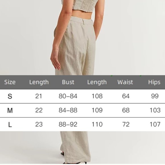 Sleeveless Crop Tank Top & High Waist Wide Leg Pants Set- Medium - Picture 7 of 7